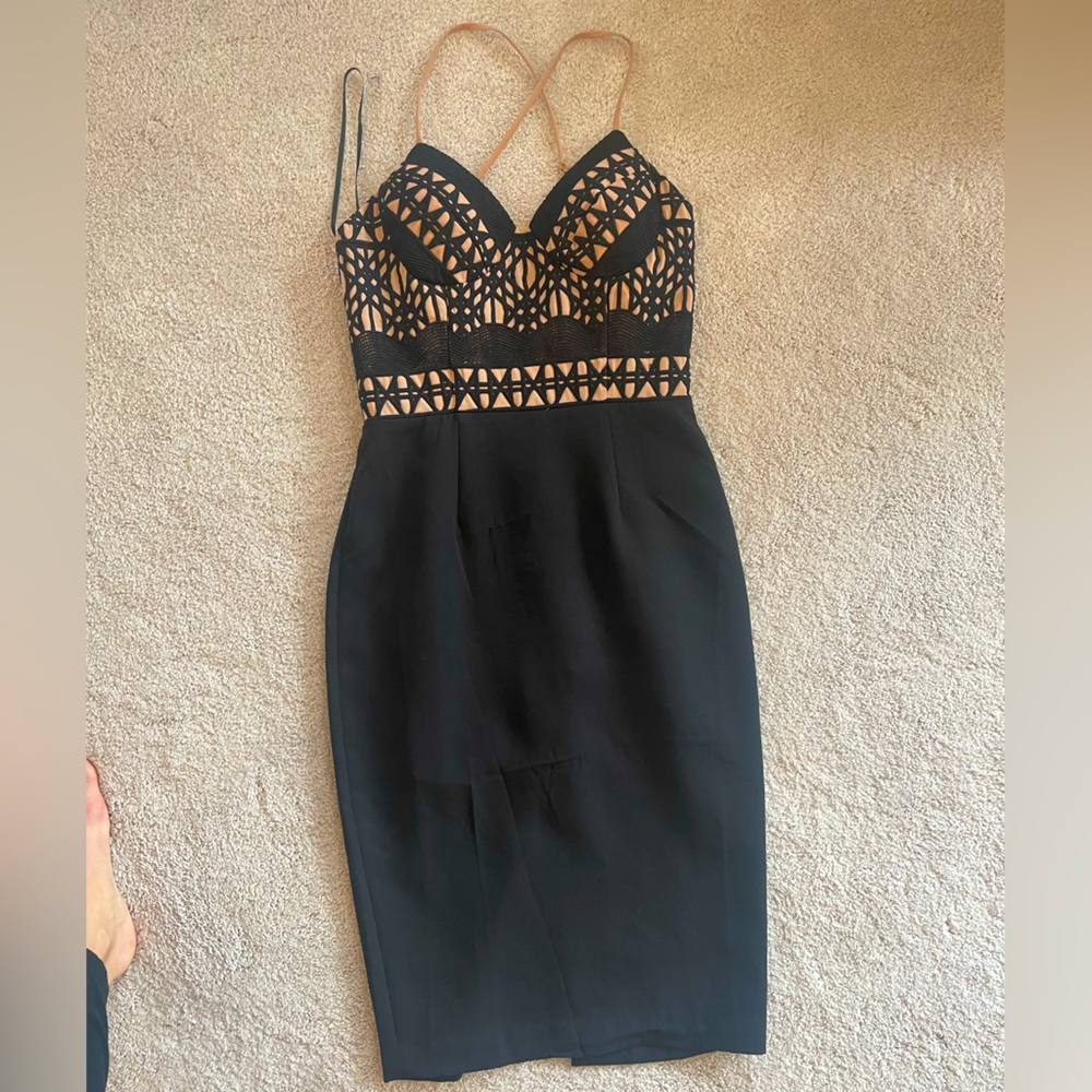 Aijek black and cream dress, size 2.